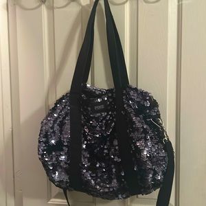 Victoria Secrets black sequined gym bag